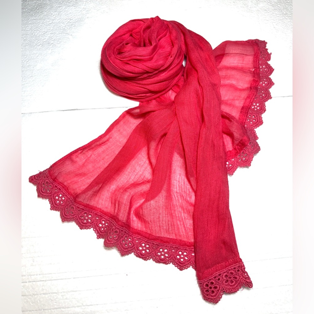 Elegant Pink Scarf Wrap Viscose Lightweight Bright Accent Versatile
